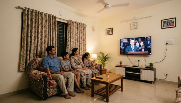 Family watching general conference